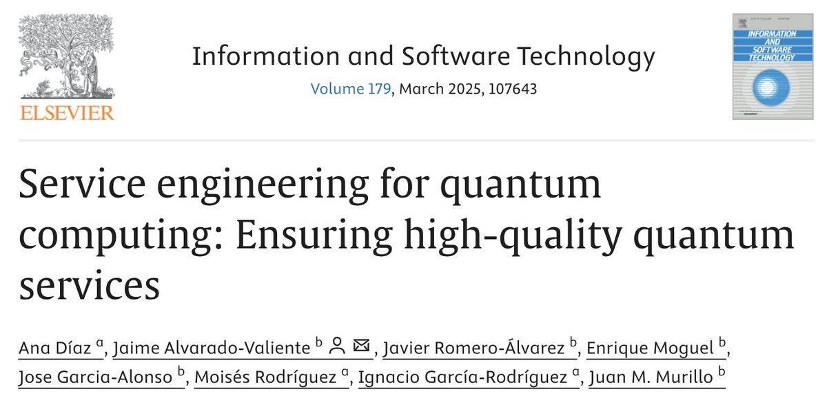 Publicación del artículo «Service Engineering for Quantum Computing: Ensuring High-Quality Quantum Services» en la revista Information and Software Technology